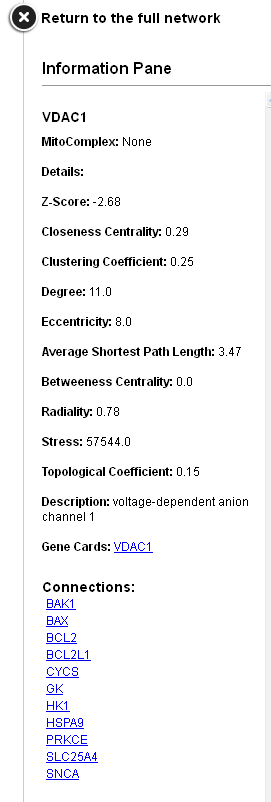 Detailed information pane